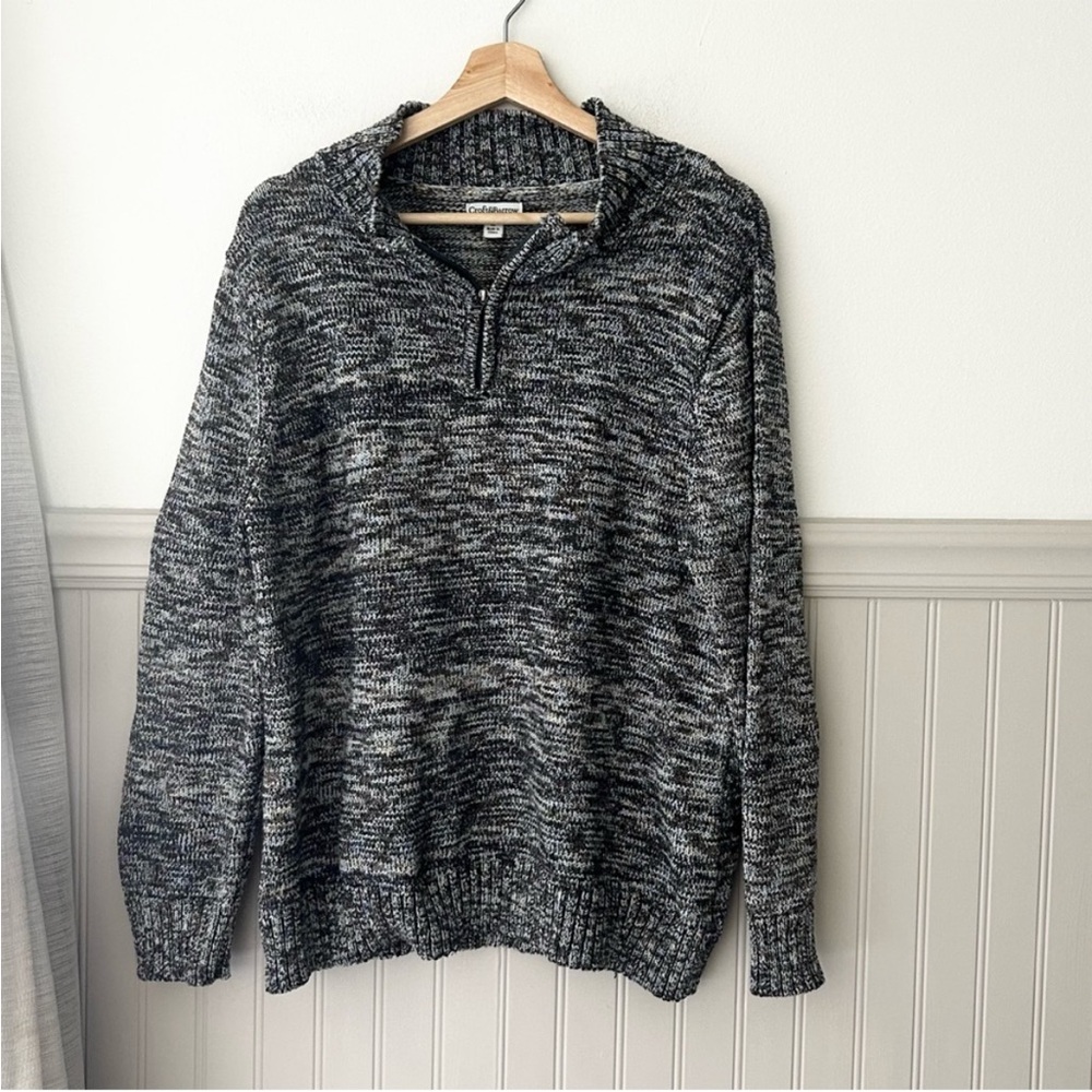 Croft & Barrow Black Tan Gray Marled Quarter Zip Sweater Men’s XL Knit Pullover